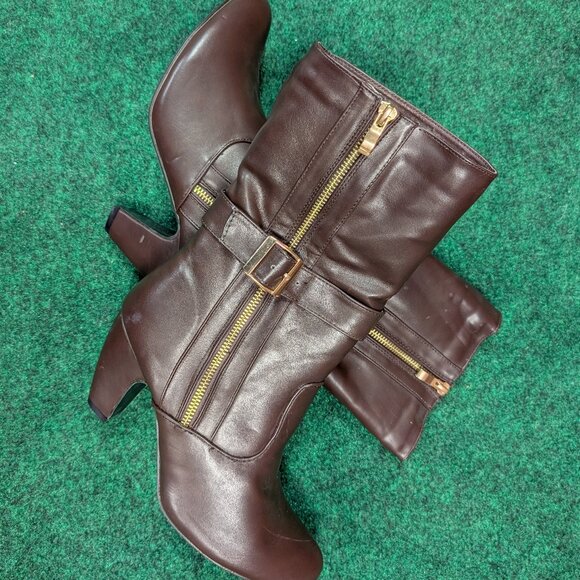 Mid-Calf Brown Boots - Picture 1 of 4